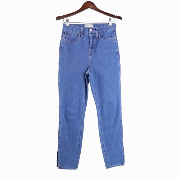Madewell Size 26 11" High-Rise Roadtripper Supersoft Jeans Slit Hem Blue - Picture 1 of 10